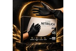 Luva Nitrilica Preta Linha Super Premium Totalmente Sem Pó Antiderrapante Moderna Com 100 Unidades Descartável | P M ou G