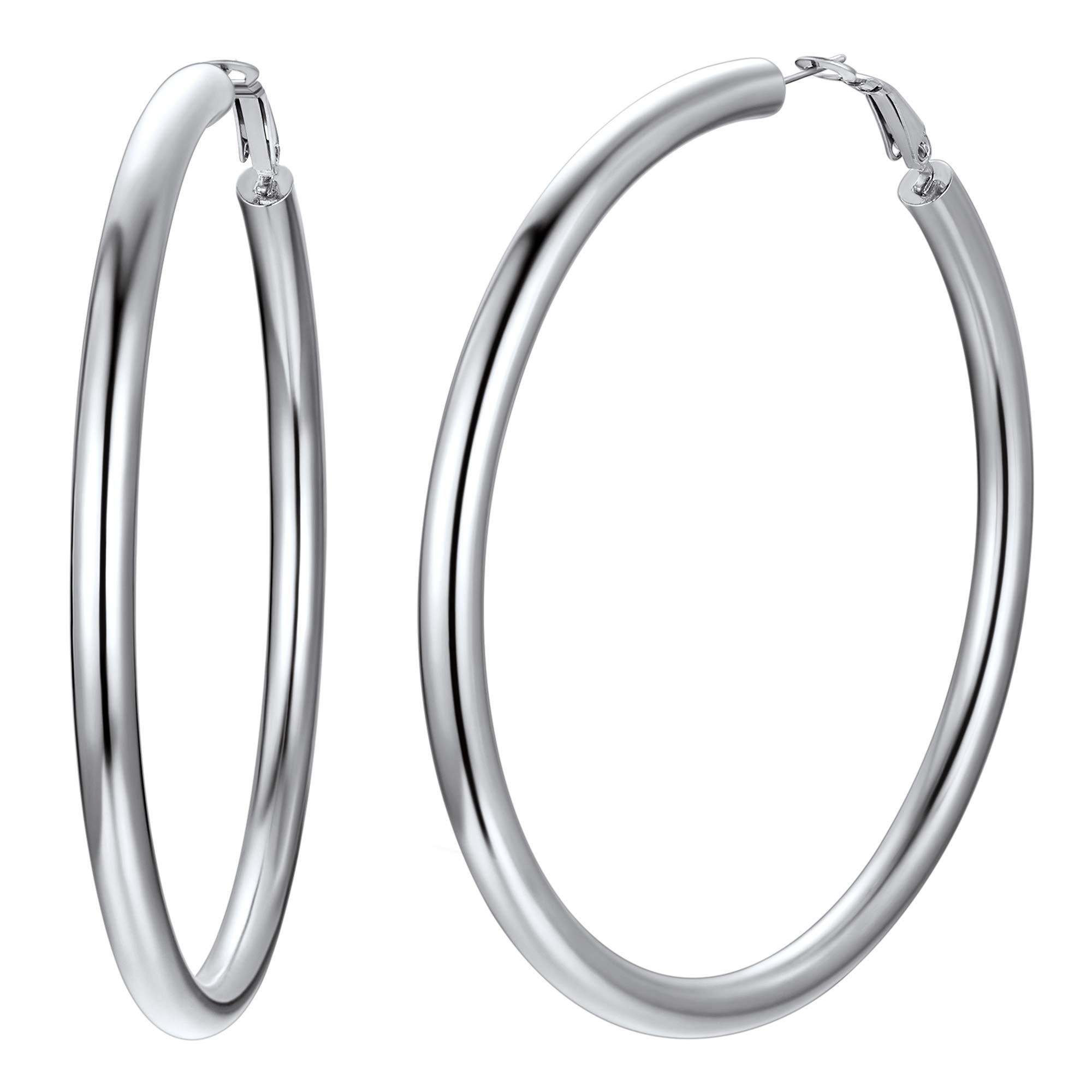 Earrings For Women 80MM Diameter Circle Ear Rings Hypoallergenic Present For Girlfriend Love Stainless Steel Girls Jewellery Minimalist Round Large Loop Earring (With Gift Box) — image 1
