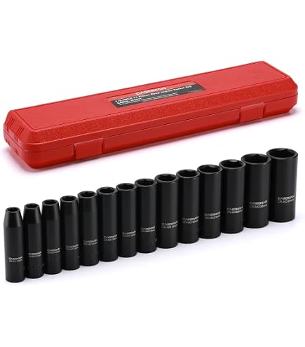 CASOMAN 25-Piece 1/2" Drive Deep Impact Socket Set – SAE 3/8" To 1-1/2", Cr-V/Cr-MO, With Extensions & Universal Joint