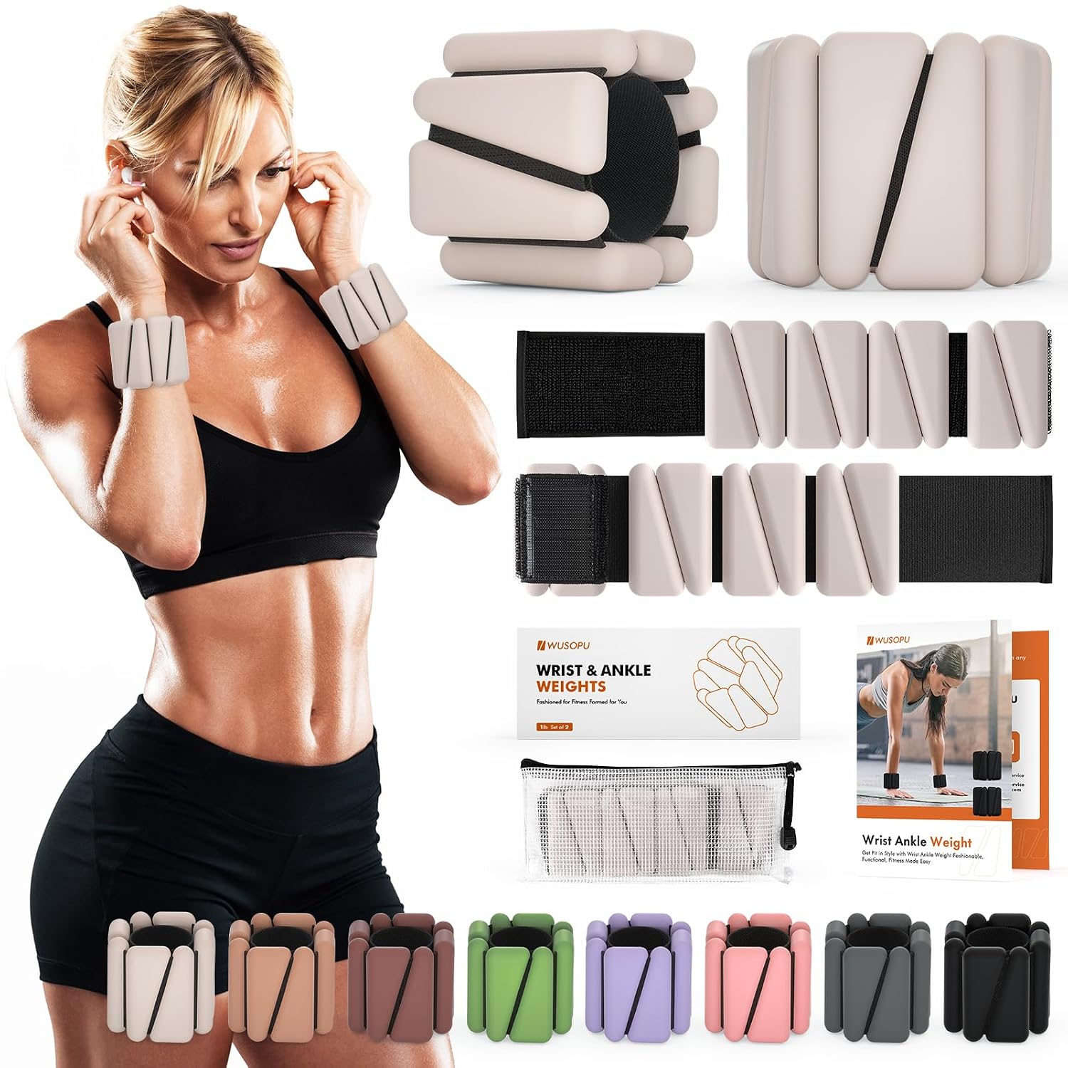 Wrist Weights, Ankle Weights for Women Men, Adjustable Wrist Weighted Bracelet for Home Gym Workout, Running, Yoga, Exercise,