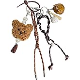 QTMY Cute Plush Bear Braided Keychain Bag Charms for Handbag Purse Backpack Accessories Bogg Bag,565