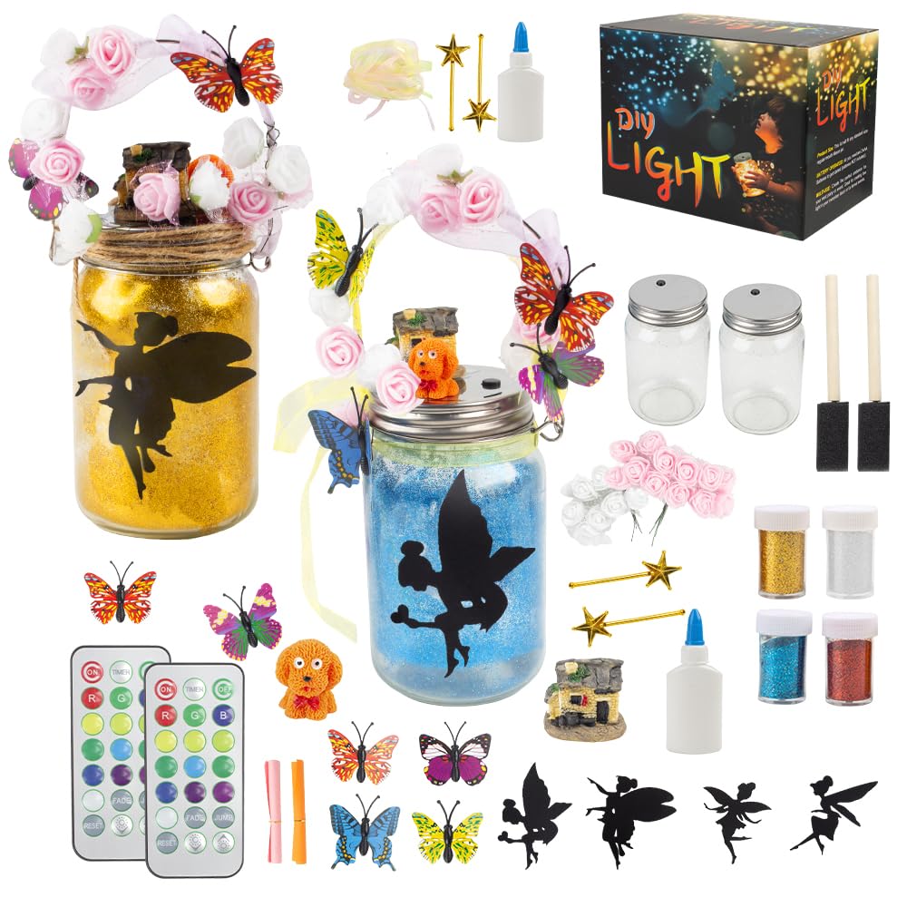 WDKXCN Fairy Lantern Craft Kit, Craft Kits for Kids, DIY Fairy Jar Magic Lamp with Remote Control, Creative Small Fairy Lights for Jars, Girls Birthday Presents, Autumn Crafts for Kids