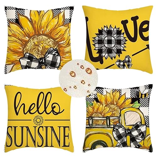 Outdoor Throw Pillow Covers 30x30 in Set of yellow Pillow Covers