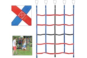 Amrta Climbing Cargo Net for Kids, Ninja Net 57inx72.8in Swing Polyester Rope Ladder for Playground Obstacle Course Training