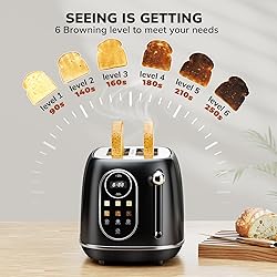 Keenstone Smart Touch Screen Toaster 2 Slice, Retro