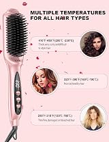 LANDOT Hair Straighteners Brush Ionic Ceramic Dual Voltage 12 Temp Settings view 3