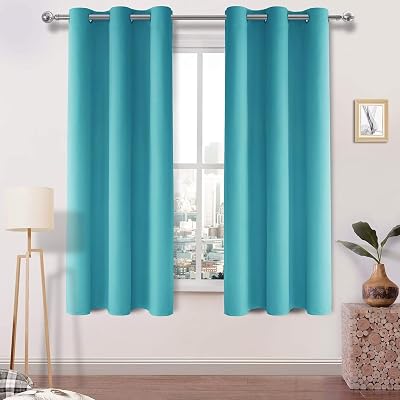 DWCN Turquoise Blackout Curtains 46x72 Eyelet Panels Bedroom Living Room