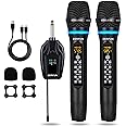 ZERFUN Dual Wireless Microphones Rechargeable, UHF Metal Wireless Mic System Cordless Microphone Professional with Echo Treble BASS VOL Channel Control for Karaoke Singing Church Events