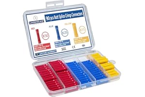 90 Pcs Butt Splice Connectors Kit 22-10 AWG Electrical Crimp Terminal Connector Kits Assorted Butt Splice Crimp Connectors Wi