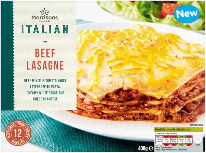 Morrisons Italian Beef Lasagne, 400g (Frozen) Amazon.co.uk Grocery