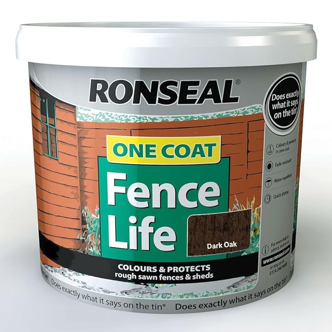 Ronseal One Coat Fencelife 9L Plus 33 Dark Oak Amazon.co.uk DIY & Tools