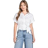 Guess Womens Short Sleeve Julie Tie Front Top