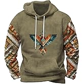 Zhyaj Classic Drawstring Hoodie for Men Classic Hooded Neck Long Floral Printed Sleeve Street Style Fall Sweatshirt with Kangaroo Pocket for Everydaywear