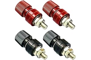 V TELESKY Post Battery 4 Pcs Binding Posts Terminals, M6 Battery Terminal Connectors, 1/4” Remote Power Junction Terminal with Copper Core Nickel-Plated (Red & Black)
