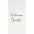 Gift Boutique 100 Gold Welcome Guests Napkins Disposable Paper Elegant Metallic Foil Dinner Guest Hand Napkin for Bathroom Powder Room Wedding Holiday Anniversary Baby Bridal Shower Decorative Towel