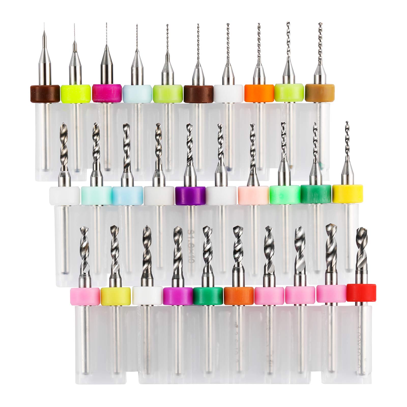 30pcs PCB Drill Bits Set, 0.1mm-3.0mm, 1/8
