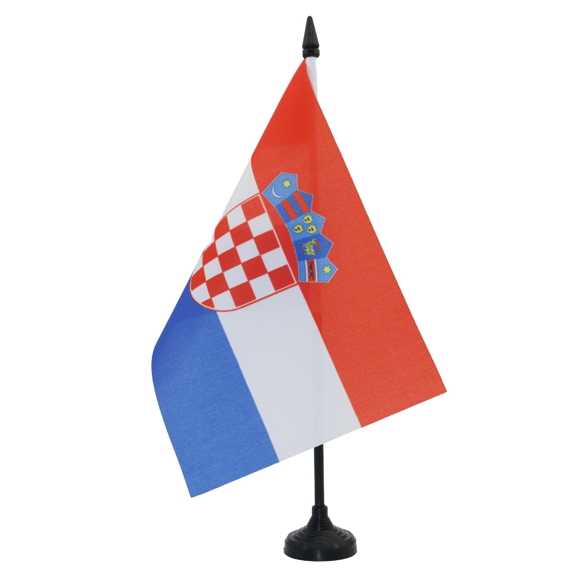 AZ FLAG Croatia Table Flag 5'' x 8'' - Croatian Office Decoration 100% Polyester 21 x 14 cm - Mini Desk Flag with Pole and Black Plastic Base