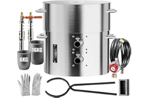 VEVOR Propane Melting Furnace Kit, 16KG/35lbs Gas Metal Smelting Kit, Dual Burner Foundry Home Kiln with Crucibles and Tongs, Forge Casting Tool for Gold Silver Copper Aluminum Metal Recycle