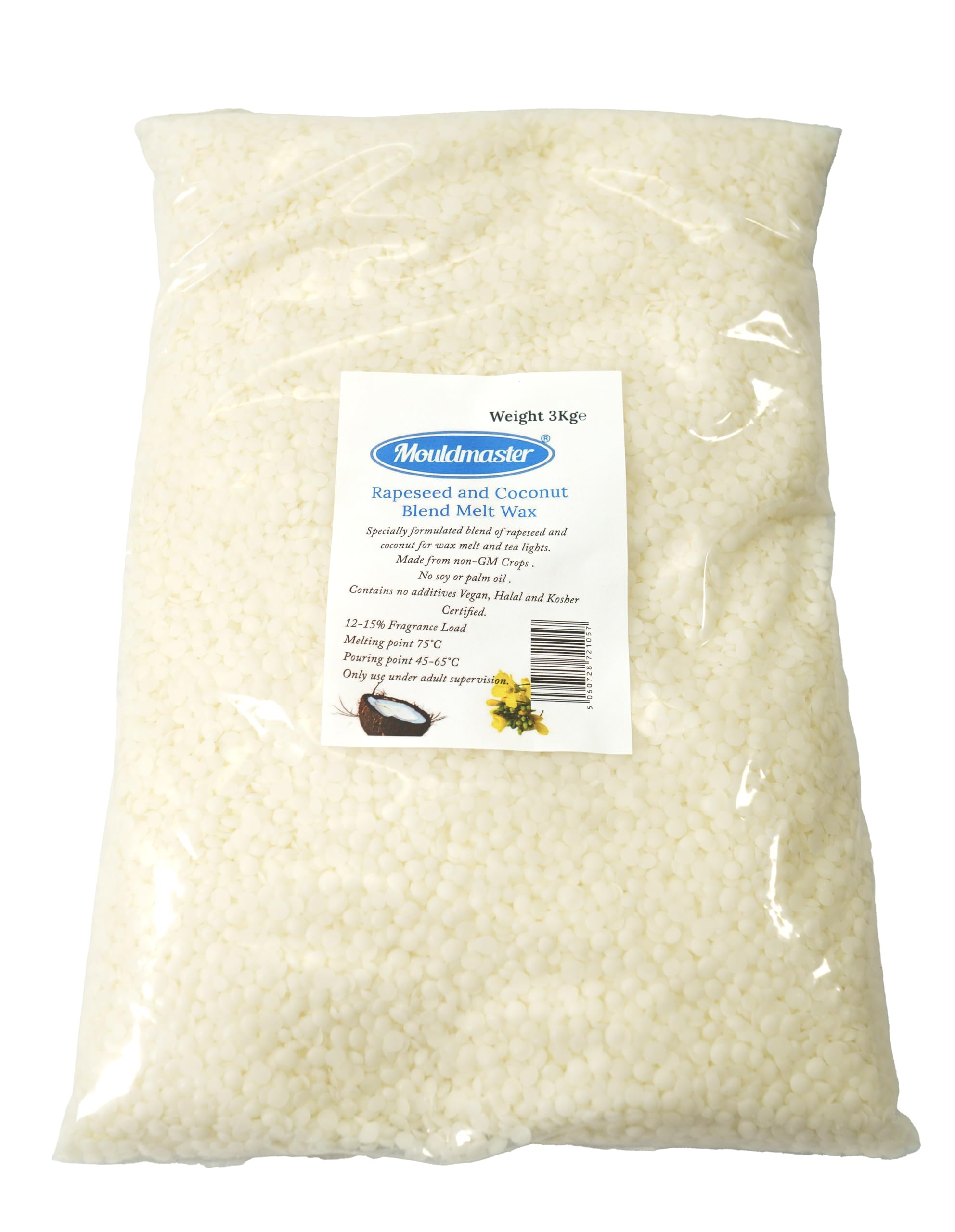 Rapeseed and Coconut Blend Melt Wax 3Kg, White