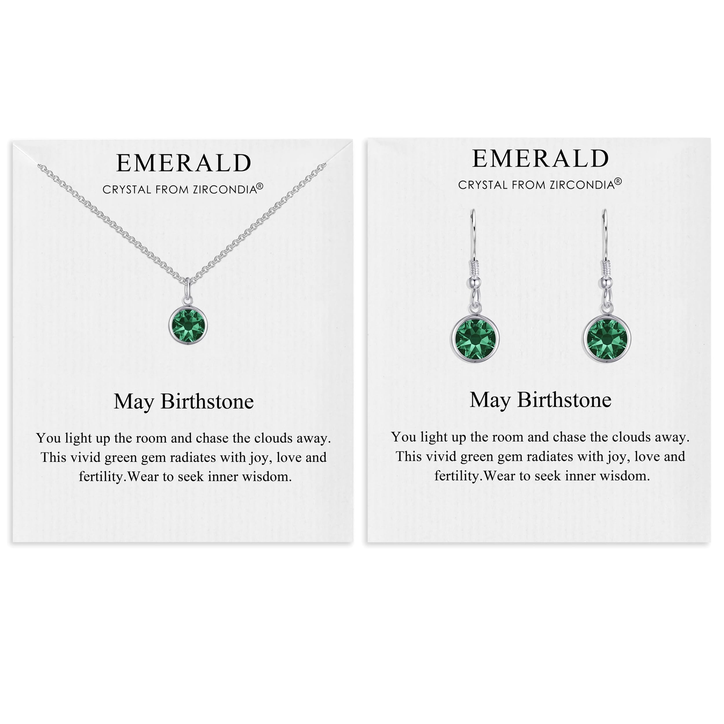 Philip Jones May (Emerald) Birthstone Necklace & Drop Earrings Set Created with Zircondia® Crystals