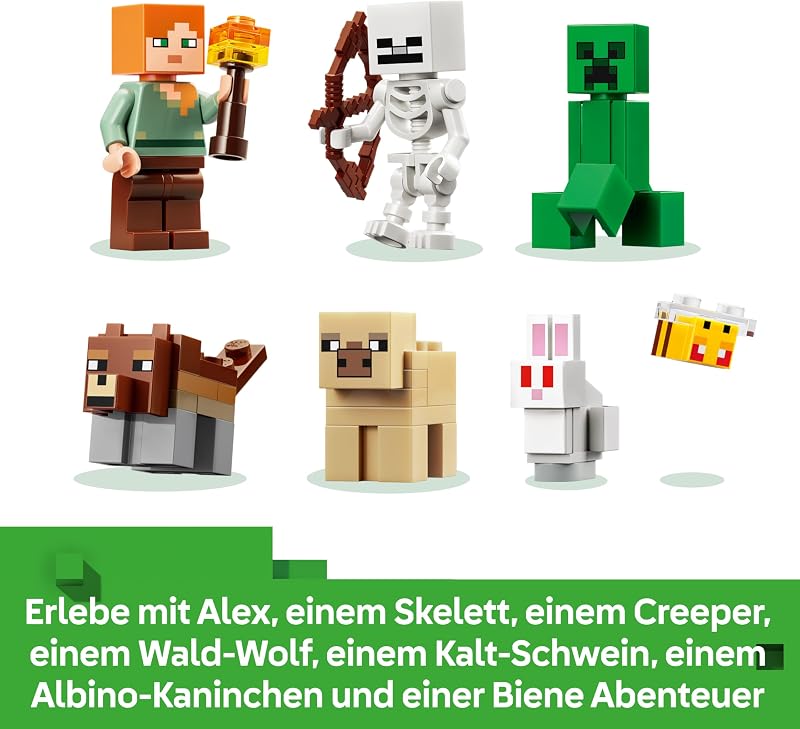 Minecraft Erstes Abenteuer in der Nacht - Interaktives Spielzeug mit 7 Figuren inkl. Alex, Creeper, Skelett & Waldwolf - Gaming-Geschenk für Jungen und Mädchen ab 8 Jahren - 21593