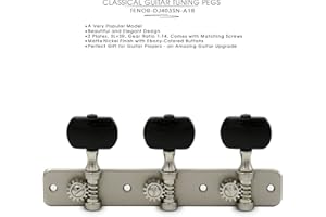 TENOR GUITAR PLACE DJ403SN-A1B TENOR Classical Guitar Tuners, Tuning Key Pegs/Machine Heads for Classical or Flamenco Guitar with Matte Nickel Finish and Ebony Colored Buttons.