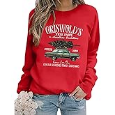 MYHALF Christmas Sweatshirts for Women 2025 Crewneck Christmas Trees Shirts Long Sleeve Xmas Holiday Sweater Tops Lightweight