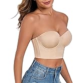 Lemorosy Women's Longline Strapless Bra Full Coverage Bustier Anti Slip Underwire Full Figure Plus Size Corset Top