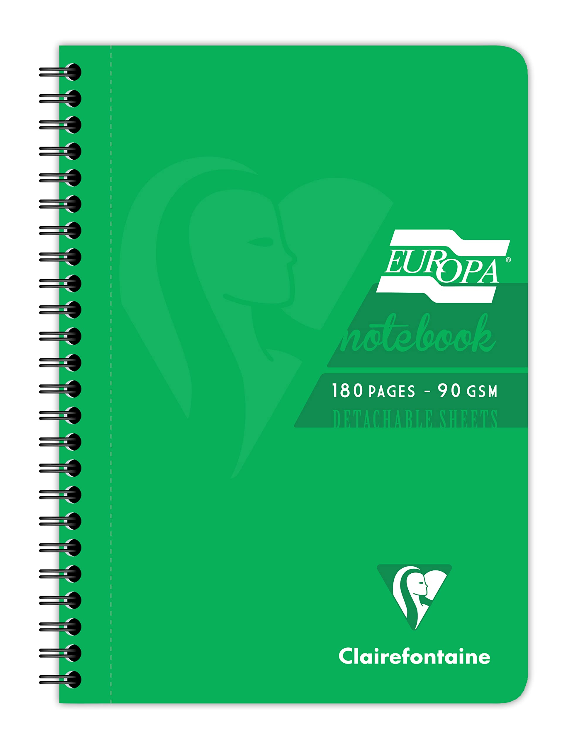 Clairefontaine A5 Notebook, 180 Pages, Green, Pack of 5