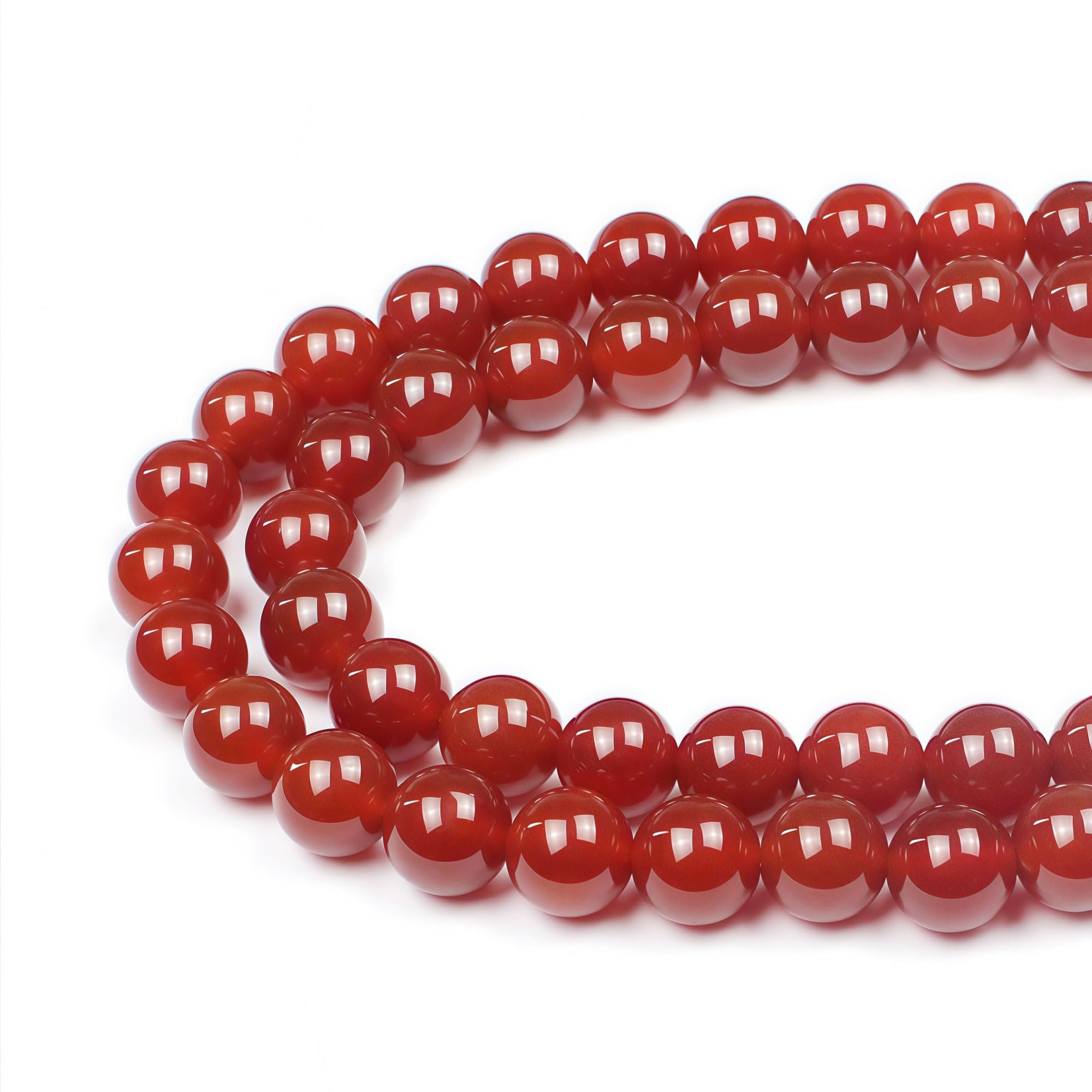 MJDCB Natural Round Stone Beads 6mm Red Cornelian Loose Gemstone Beads for Jewelry Making Bracelet Necklace 60pcs