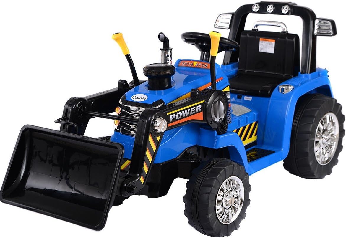 Kids 12v Electric / Battery Ride on Tractor / Digger Blue Amazon.co.uk