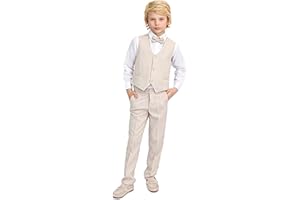 Lilax Boys Formal Suit 4 Piece Vest, Pants and Tie Dresswear Suit Set