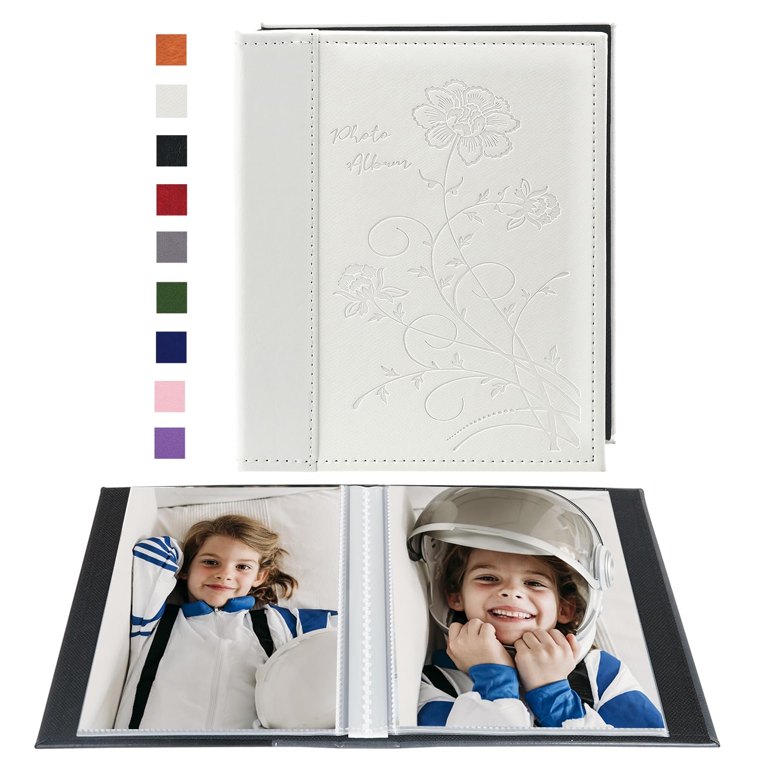 Miaikoe Small Photo Album 6x4 2 Packs, Each Pack Holds 50 Vertical Pictures, Slip in Top Loading Photo Albums Only 10x15cm for Artwork or Postcards Storage (White) — image 1