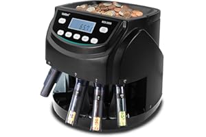 Kolibri KCS-2000 V2 Professional USD Coin Counter Machine, Coin Sorter, Wrapper/Roller | 300 Coins/min, LED Display, Batch Feature | USD Change Counter (USA Tech Support)