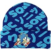 Bioworld Sonic Flat Embroidery Blue AOP Jacquard Acrylic Knit Beanie