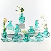 Blue Gradient Glass Bud Vase, 10Pcs/Set Modern Decorative Small Mini Flowers Vases, Minimalist Aesthetic Home Decor Vintage W