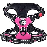 PoyPet No Pull Dog Harness, No Choke Front Lead Dog Reflective Harness, Adjustable Soft Padded Pet Vest with Easy Control Handle for Small to Large Dogs(Pink, Medium)