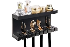 Yamahiko Belt Organizer - Wall Mounted Hanger with Double Shelving, Universal Rack for Men & Women, Black