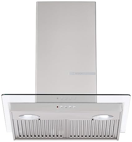 Bosch 60cm 800 m3/hr Chimney (DWG068D50I, 2 Baffle Filters, Steel/Grey)