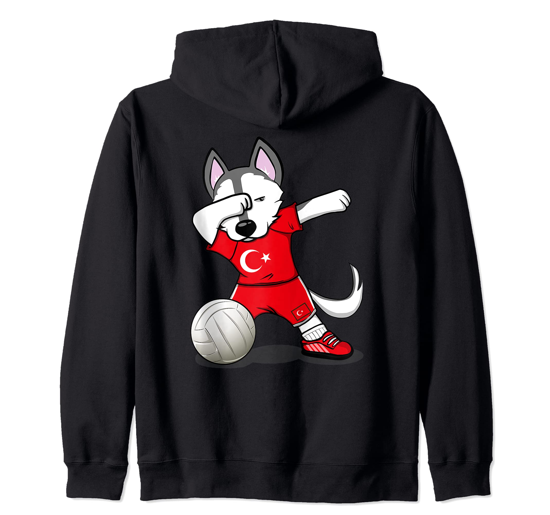 Dabbing Husky Dog Turkey Volleyball Fans Jersey Turkish Flag Zip Hoodie