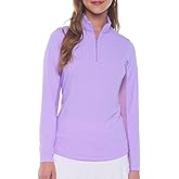 IBKUL Athleisure Wear Sun Protective UPF 50+ Icefil Cooling-Mini Check Long Sleeve Mock Neck Top