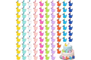 GGSTDDUP 100 Pack Mini Resin Ducks, Multicolor Mini Ducks Wearing Party Hat, Tiny Duck Miniature Duck Figures Tiny Home Ornament for Micro Landscape Dollhouse Garden Aquarium Potted School Office