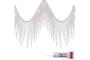 MTLEE Rhinestone Fringe Belt Beaded Ribbon Diamond Tassel Chain for Jeans Clothing Accessories DIY Decoration