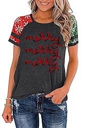 Ovazly Christmas Shirt for Women Raglan Sleeve