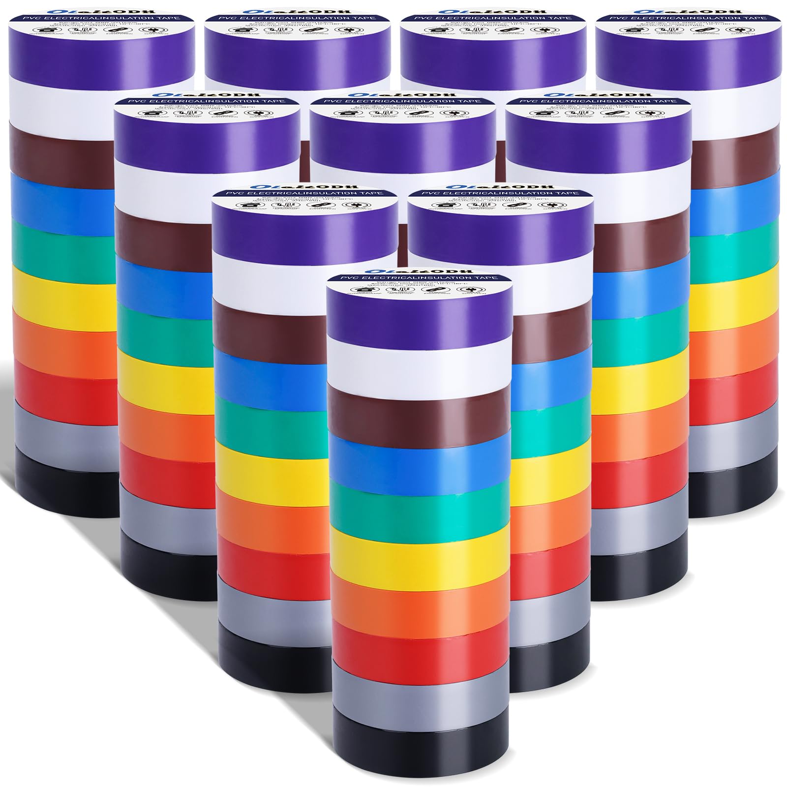 Photo 1 of Oleitodh 100 Rolls Colored Electrical Tape Bulk 3/4 Inch x 66ft, Waterproof Vinyl Electric Tape High Temp Insulation Tape for Electrical Protection Home Outdoor Electric Insulating Wire Wrapping