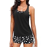 Yonique 3 Piece Womens Tankini Swimsuits with Shorts Athletic Bathing Suits Tank Tops with Bra and Boyshorts