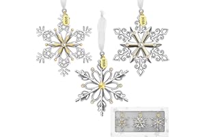 West style 2025 Christmas Tree Ornaments Set 3 Pieces –Metallic Snowflake Hanging Home Deco Hanging Pendant Holiday Keepsake 