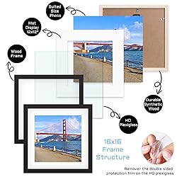 POUYCIW 16x16 inch Wood Picture Frame for Wall