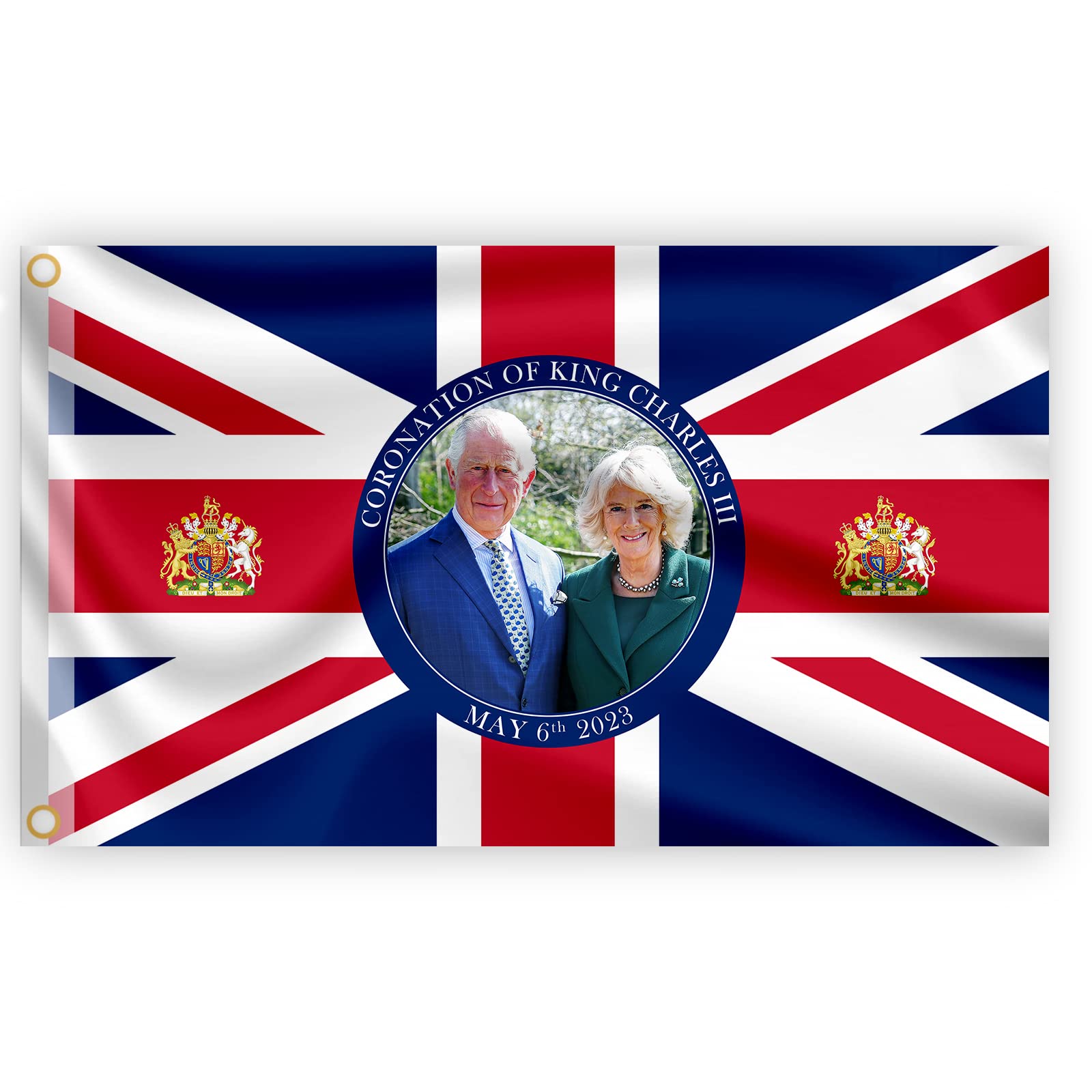 5x3FT Union Jack Flag New King Charles III Queen Consort Camilla British Monarch Sovereign Coronation Celebration Britain Flag Garden Street Pub Outdoor Decorations