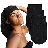 Shyyween 3 Pieces Dreadlock Rain Cap Waterproof Long Hair Dreads Head Rain Wrap Cap Hair Accessories Bonnet for Men Women Black
